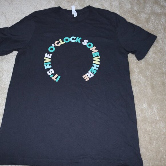 Casual Black Graphic Tee - It's Five O'Clock Somewhere - Picture 1 of 3